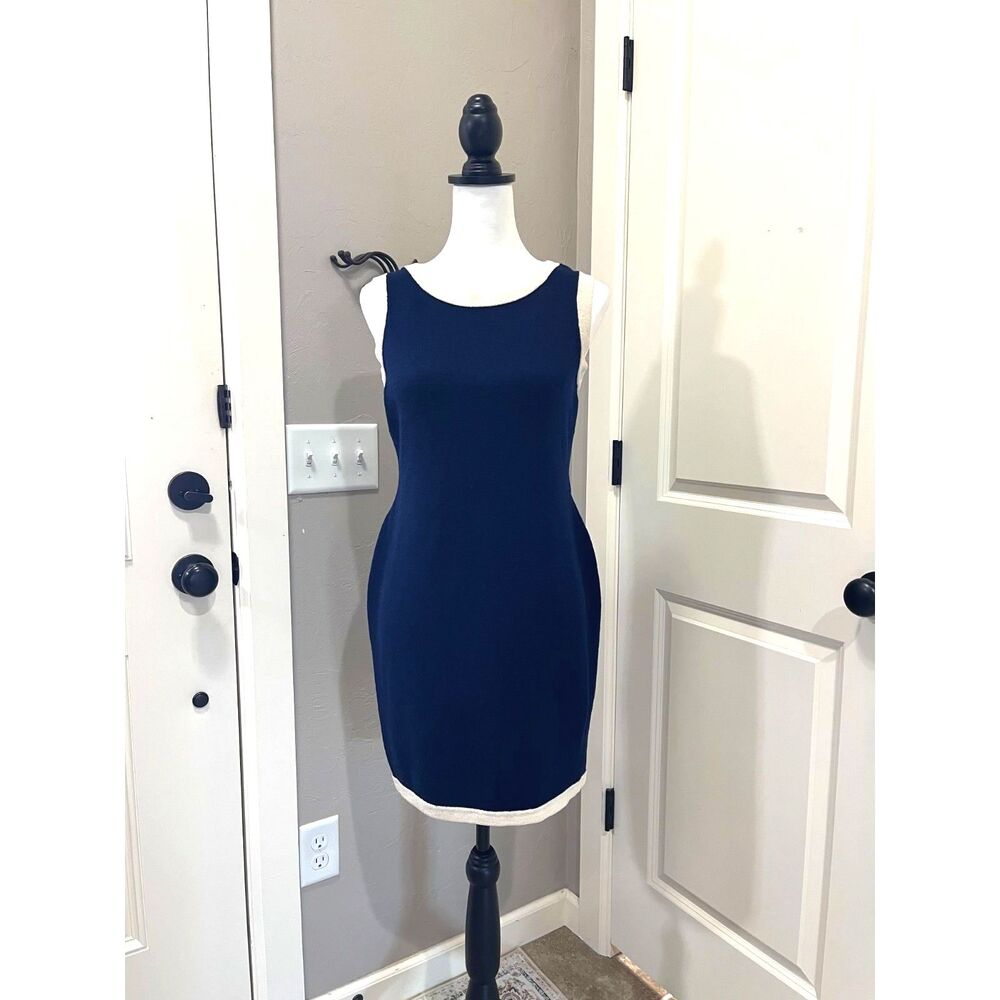 St John Navy Knit Sheath Dress Size 6 Marie Gray Classic Career Desiger - Picture 2 of 12